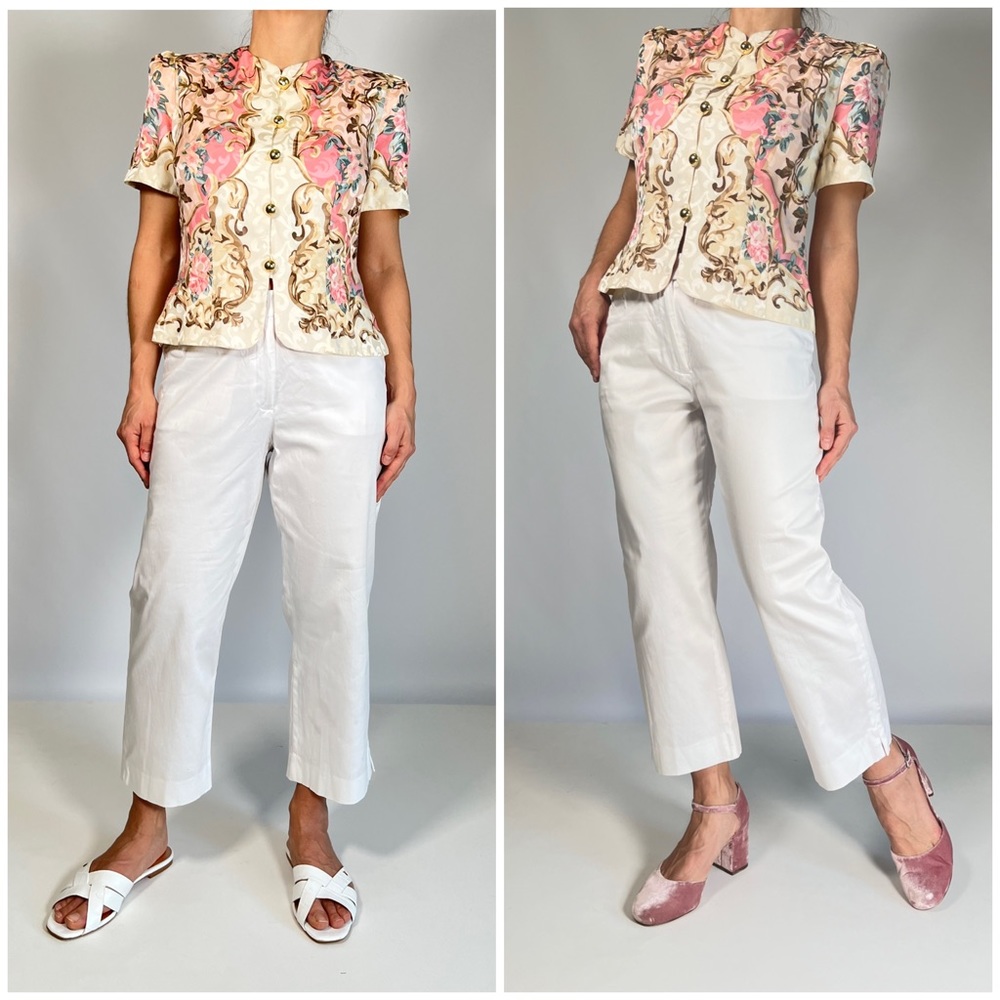 VINTAGE pure silk Maggy London floral print jacket